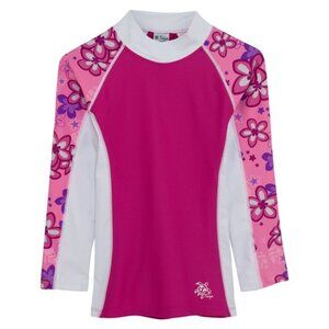 Tuga Girls Shoreline L/S Rash Guard (UPF 50+), Blossom Pink, 12/18 mos